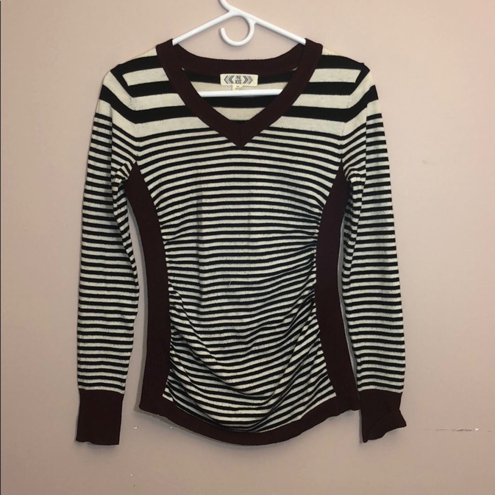 Maroon/navy/white striped sweater